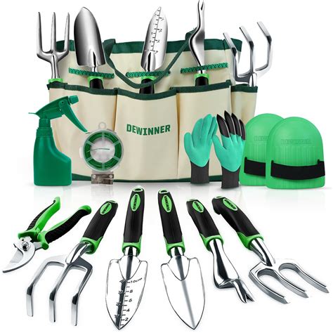 DEWINNER 11 PCS Garden Tools Set, Aluminium Gardening Sets with ...