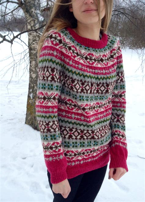 Red Fair Isle sweater Fair Isle Knitting Patterns, Knitting Machine ...