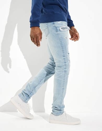 Buy American Eagle Men Blue AirFlex+ Temp Tech Patched Stacked Skinny ...