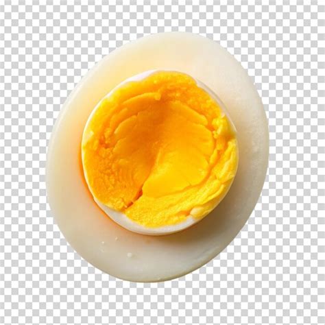 Half cut boiled egg top view isolated on transparent background ...
