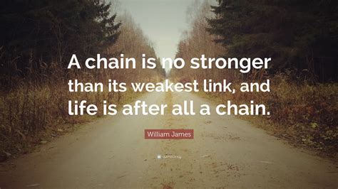 William James Quote: “A chain is no stronger than its weakest link, and ...