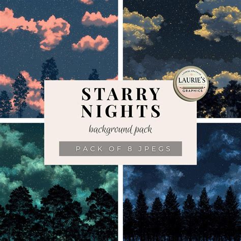 Starry Night Sky Background Pattern Pack: Digital Papers of Dreamy ...