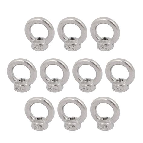 uxcell Lifting Eye Nut M6 Female Thread 304 Stainless Steel Round Shape ...