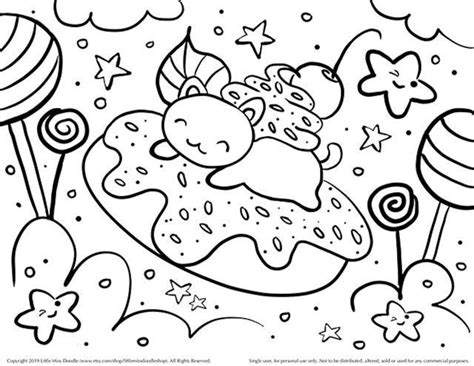 Buy Sweet Dreams Kitty Doodle Printable Cute Kawaii Coloring Page for ...