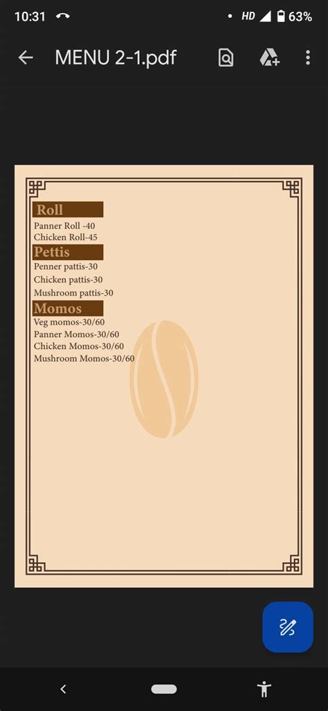 Menu at THE COFFEE HUB, India, CY Chintamani Rd