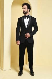 Buy Black Rayon Beads, Cut Work Stardust Pattern Blazer Set For Men by ...