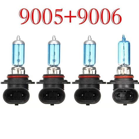 4Pcs Set Car Headlight 9006 HB4 9005 HB3 100W White Halogen Light 5000K ...