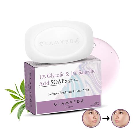 Buy Glamveda Anti Acne 1% ww Glycolic Acid & 1% ww Salicylic Acid Soap ...