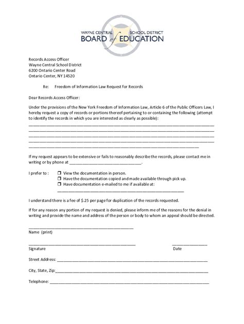 Freedom of Information Law Request Form - Fill Out, Sign & Share Online ...