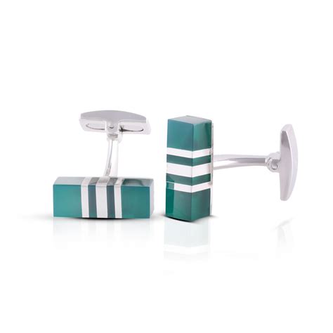 Emerald Green Striped Cufflinks – Nm Styles