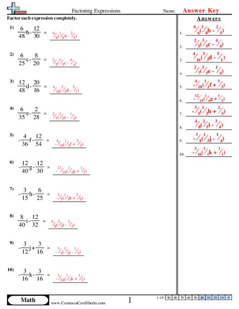 Image result for Lesson 17 Factoring Common Core Algebra Worksheet Answer