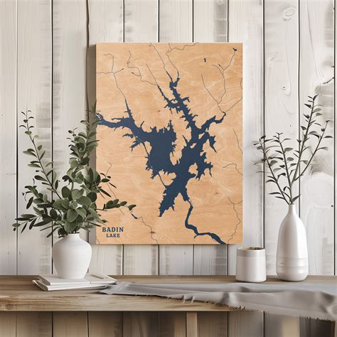 Badin Lake, North Carolina Lake Map - Benoit's Design Co.