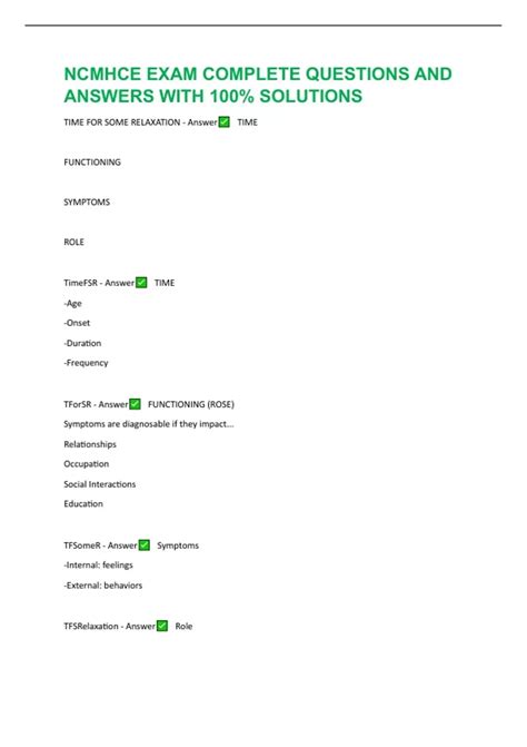 NCMHCE EXAM COMPLETE QUESTIONS AND ANSWERS WITH 100% SOLUTIONS - NCMHCE ...