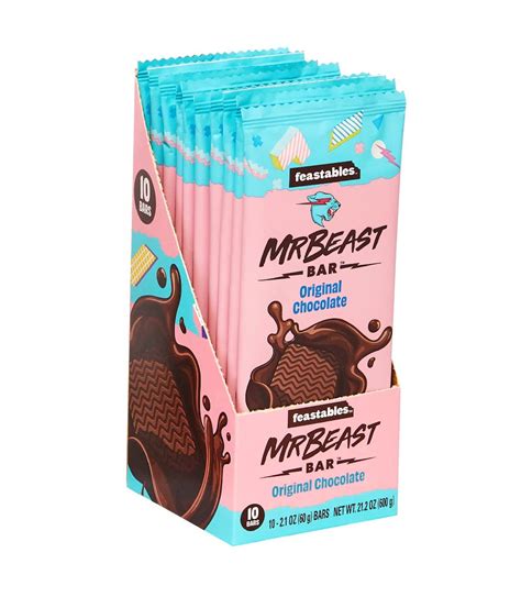 Feastables MrBeast Original Chocolate Bars, Sweet Candy, 10 Pack, 2.1 ...