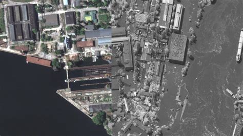 洪水泛滥、房屋被淹，卫星图像看卡霍夫卡大坝被毁直接后果_World全知道_澎湃新闻-The Paper