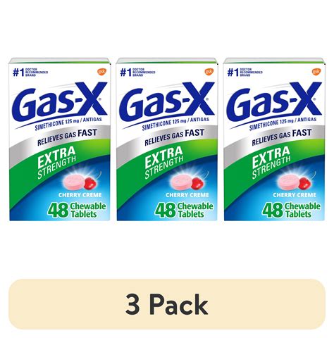 (3 pack) Gas-X Extra Strength Chewable Gas Relief Tablets With ...