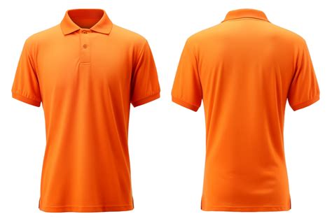 plain orange polo t-shirt mockup design. front and back views. isolated ...