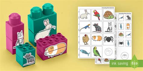 Pets Matching Connecting Bricks Game (teacher made) - Twinkl