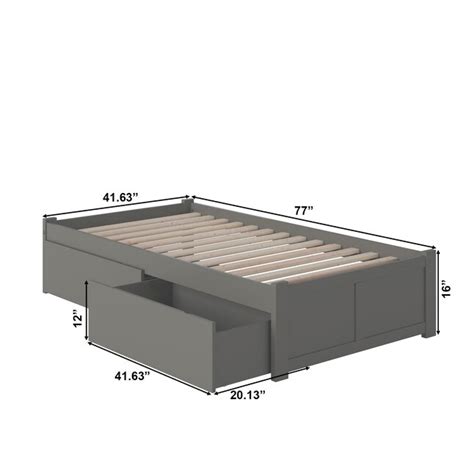 AFI Furnishings Concord Grey Twin Wood Platform Bed with Storage in the ...