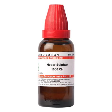 Buy Dr.Willmar Schwabe Hepar Sulphur 1000 CH Dilution, 30 ml | 19 ...