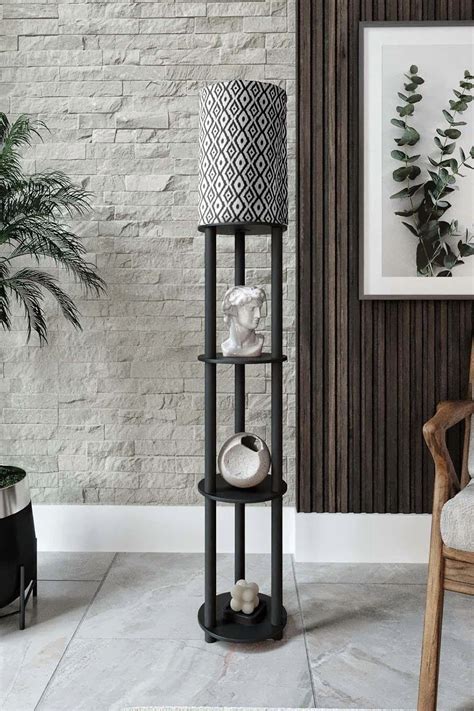 Floor Lamp with Shelves for Living Room, Shelf Floor Lamp, Corner ...