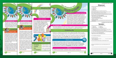 Ziua Pământului 2024 Fișă de lectură diferențiată 11-12 ani