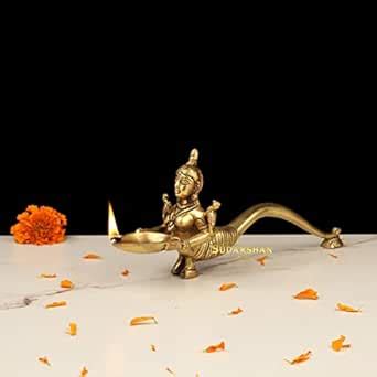 Buy Sudarshan Arts Deep Laxmi Diya , Oil Diya, Brass Wick Lamp, Diya ...
