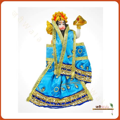 Thread Work Blue Hanuman Ji Poshak - ZariiWalaa