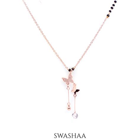 Maithili Butterfly Rosegold Plated Mangalsutra – Swashaa