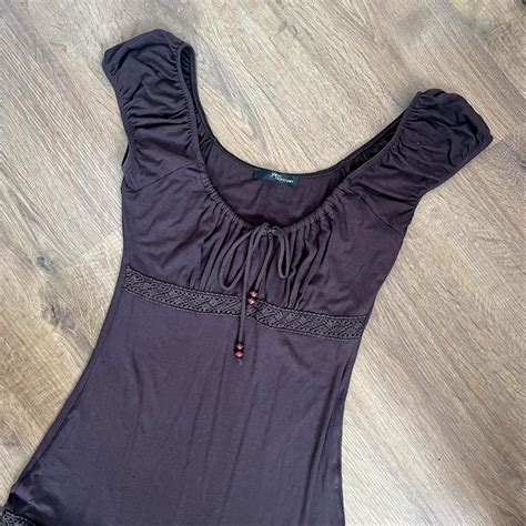 Jane Norman Y2K brown crochet milkmaid dress No... - Depop