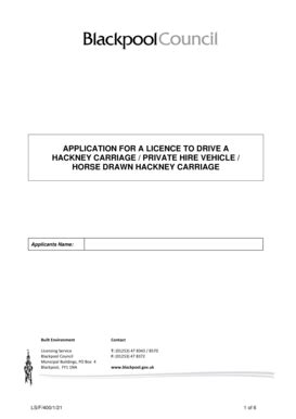 Fillable Online APPLICATION FOR A LICENCE TO DRIVE A HACKNEY ... Fax ...