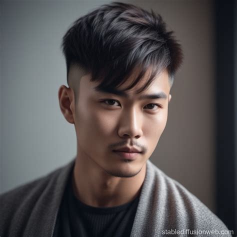 Asian Man with Textured Fringe & High Drop Fade Hairstyle | Stable ...