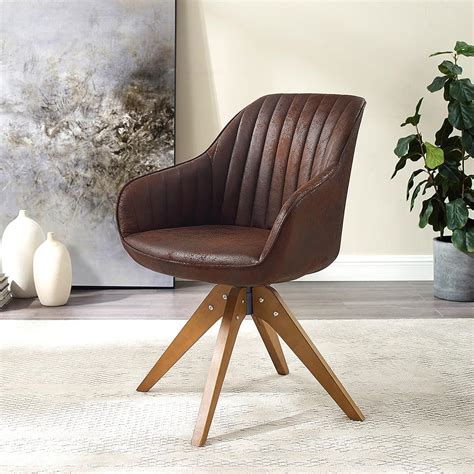 Buy Art Leon Mid Century Modern Swivel Accent Chair with Arms, Beech ...