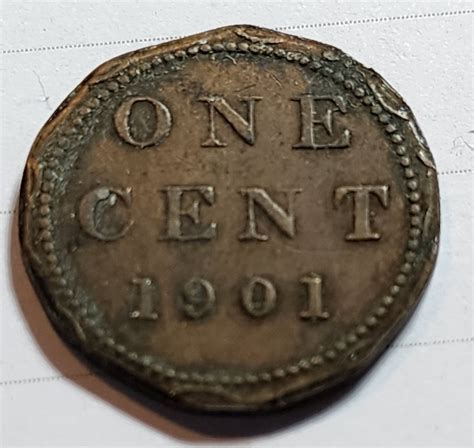 Victoria 1901 One Cent Coin/Token (Id: With Extensive Edge Clipping ...