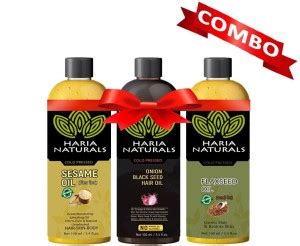 Haria Naturals 100% Cold Pressed Sesame Oil & Onion Blackseed Oil ...