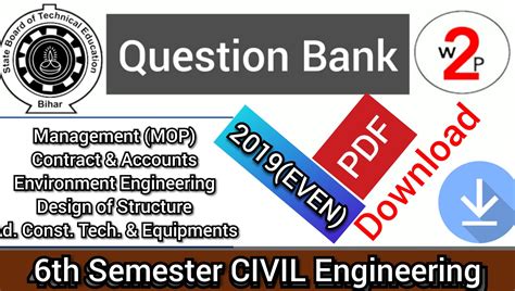 SBTE Bihar Polytechnic Question Bank of Civil 6th Semester | Download ...