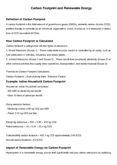 Carbon Footprint Practical File - Carbon Footprint and Renewable Energy ...