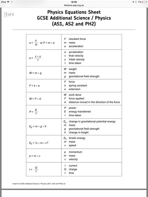 Formula Sheet Igcse Physics at Dalton Finn blog