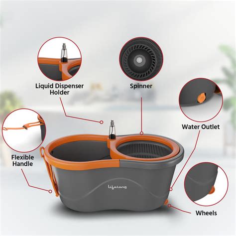 Lifelong | Lifelong Plastic Spin Floor Mop Set With Bucket With 360 ...