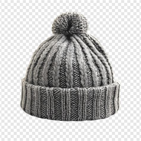 Cozy gray knit beanie with pom pom | Free PSD