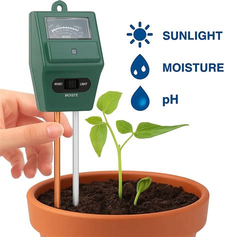 3-in-1 pH Meter for Soil Testing – With Moisture & Light Sensor Ideal