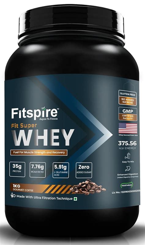 Fitspire Super Fit Whey Protein - 1 kg/2.2 lb | 35 gm Protein | 7.76g ...
