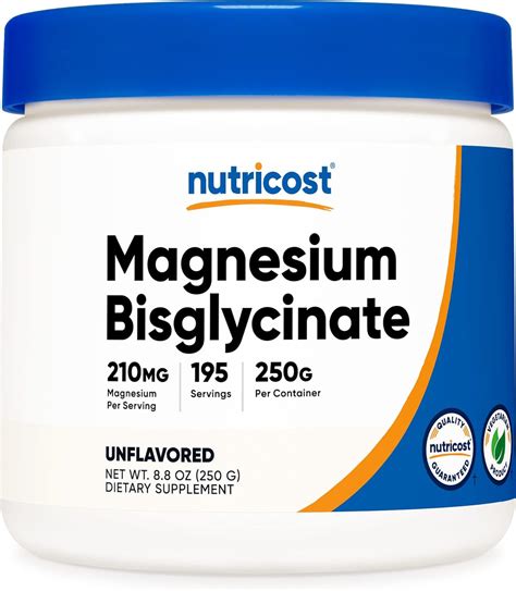 Amazon.com: Nutricost Magnesium Bisglycinate Powder (Unflavored, 250 ...