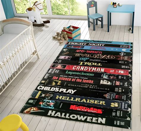 Amazon.com: 80's Nostalgic Rug, VHS Case Themed Horror Movie Room Rug ...