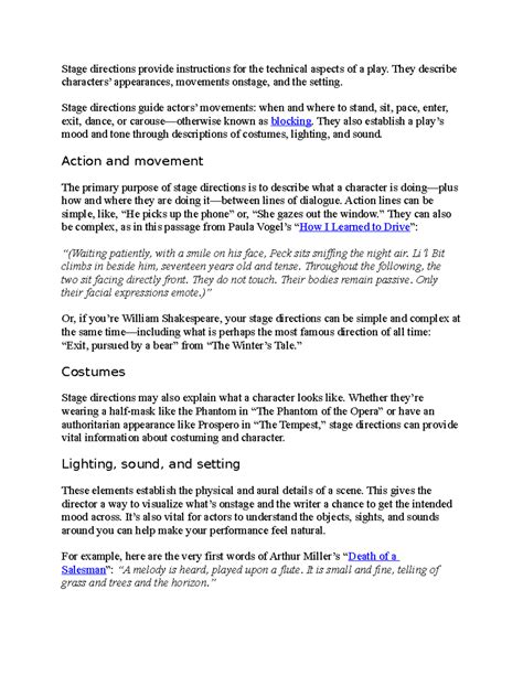 Stage Directions WHat they Mean and How To Follow Them - Stage ...