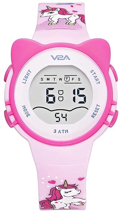 V2A Resin Cure Cat Shaped Unicorn Print Digital Watch for Girls 3 to 10 ...