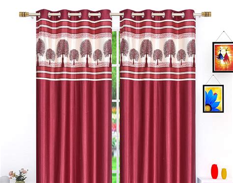 Buy Rich Box Polyester Eyelet Window Curtains (Maroon, 5 ft) Set of 2 ...