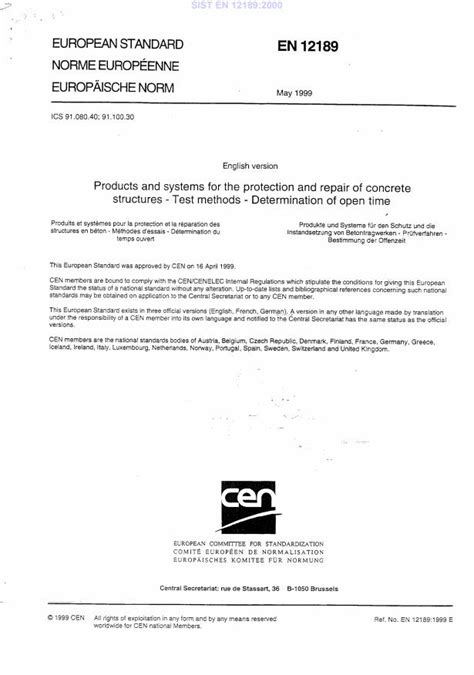 EN 12189:1999 - Products and systems for the protection and repair of ...