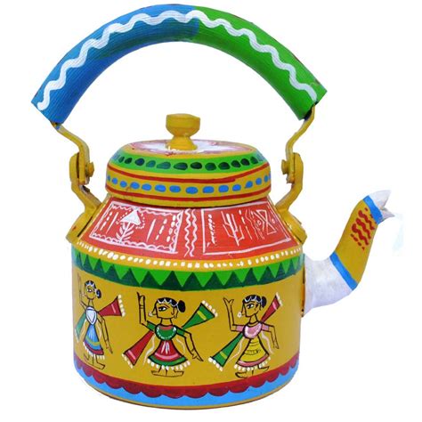 Buy iHandikart Hand Painted Designer Aluminium Kettle for Tea/Coffee ...