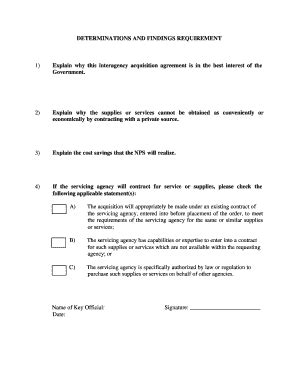 Fillable Online nps DETERMINATIONS AND FINDINGS REQUIREMENT.PDF Fax ...